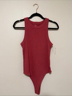 NWT Aerie Ribbed Red High Neck Bodysuit